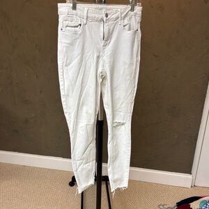 Old Navy White Ankle Cropped Jeans Distressed